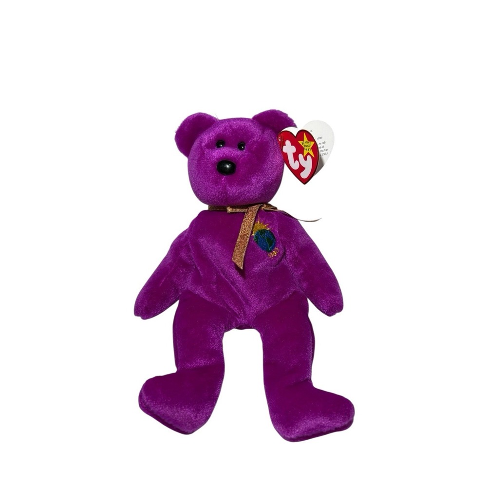 Ty Beanie Baby Millennium Bear Retired w/ Tag Errors "Millenium" Purple